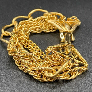 80s Disco Glam 5 Strand Flashy Gold Tone Bracelet